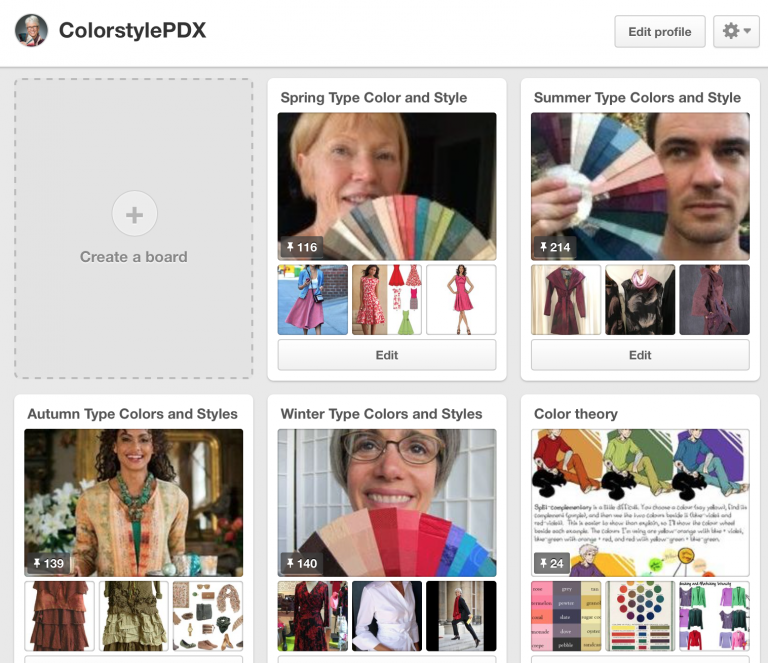 Pinterest Boards for each Season, and much much more. https://www.pinterest.com/colorstylePDX/