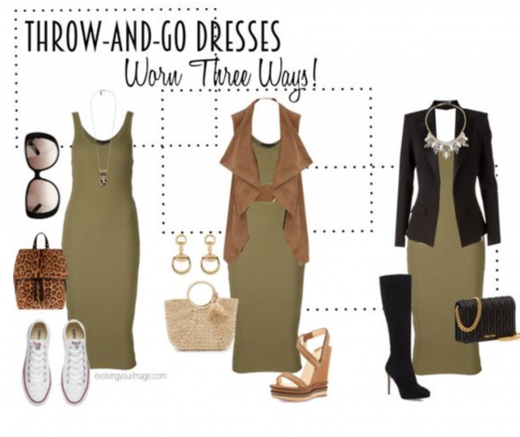 Many ways to vary a simple dress.